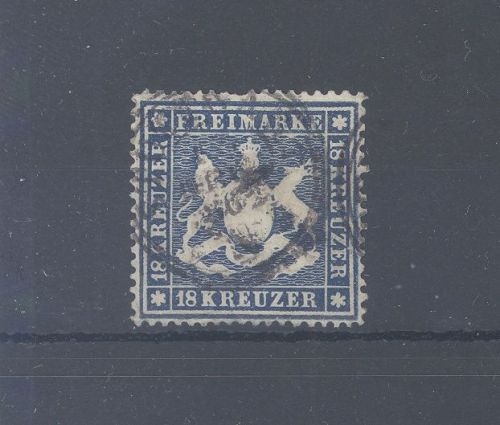 Württemberg Michel Nummer 20y, 18 Kreuzer 1861 gestempelt