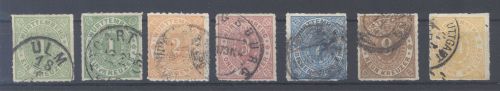 Württemberg Michel Nummer 36-41, Freimarken 1869 gestempelt