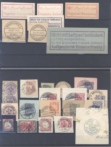 Dt. Reich, interessanter Stempelposten Braunschweig auf 3 Steckkarten