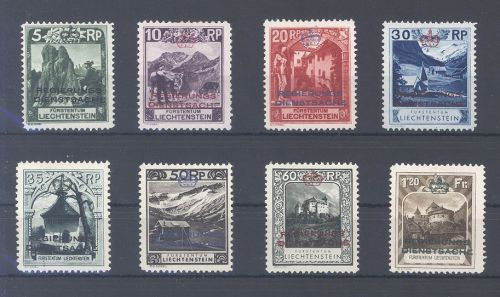 Liechtenstein Dienst Michel Nr. 1-8, Freimarken 1932 ungebraucht *