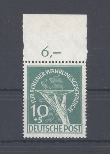 Berlin Michel Nr. 68 II 10 Pfg Währungsgeschädigte PF II ** Oberrand