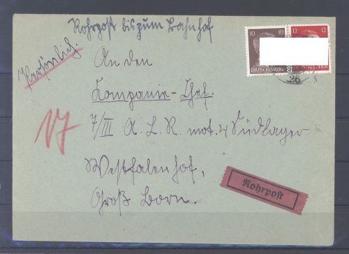 Dt. Feldpost, Rohrpost Brief 24.8.1943 aus Berlin
