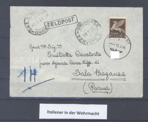 Dt. Feldpost, Brief 1944 von einem Italiener in der Wehrmacht