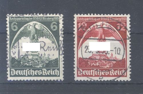 Dt. Reich Michel Nummer 586-87 Y, Freimarken 1935 gestempelt gp BPP