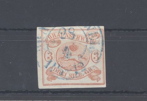 Braunschweig Michel Nummer 3, 3 Sgr. Freimarke 1852 gestempelt