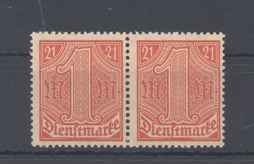Dt. Reich Dienst Michel Nummer 22 I, 1 Mark 1920 mit Plattenfehler I **