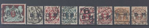 Danzig Dienst Michel Nr. 21 und 22-28 aus 1921 gestempelt, geprüft