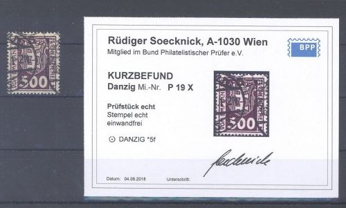 Danzig Porto Michel Nmmer 19 X, 500 Pfg. 1922 gestempelt, Befund BPP