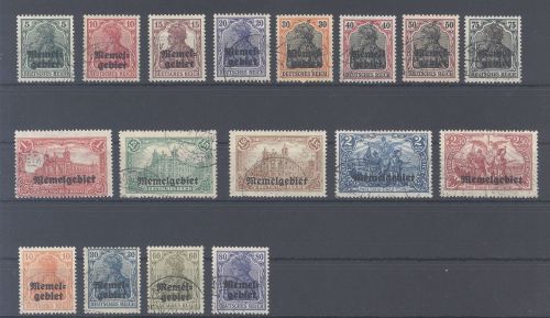 Memel Michel Nummer 1-17, Freimarken 1920 gestempelt
