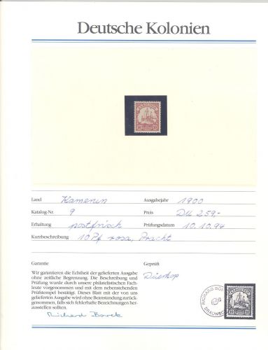 Dt. Kolonien Kamerun und Karolinen, */** Posten auf Abo Blättchen