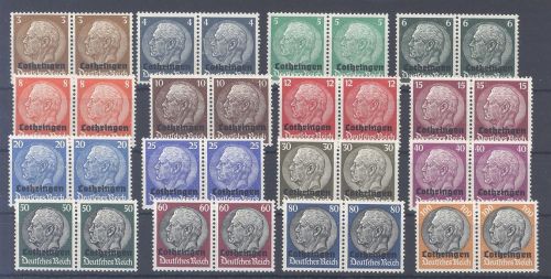 Dt. Bes. 2. WK Lothringen Michel Nummer 1-16, Freimarken 1940 in ** Paaren