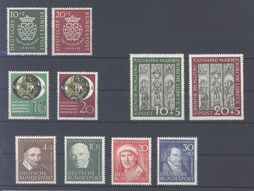 Bund, ** Posten aus 1950-51 auf Steckkarte