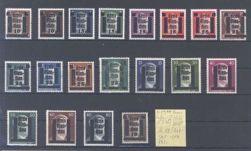 Dt. Lokalpost Glauchau Michel Nummer 1-19, Freimarken 1949 **