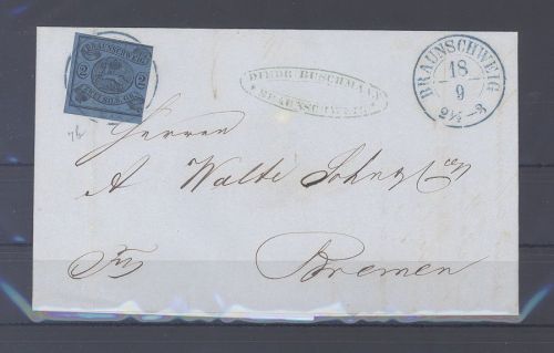Braunschweig, Brief Michel Nummer 7, 2 Sgr. Freimarke EF Braunschweig