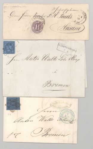 Altdeutschland, 3 Briefe verschiedene Frankaturen aus kleinen Staaten