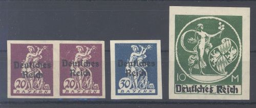 Dt. Reich, 4 ungezähnte Werte aus 119-38 ungezähnt ungebraucht *