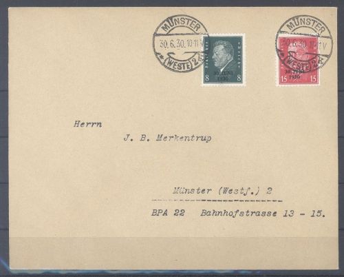 Dt. Reich, FDC Michel Nummer 444-45, Rheinland 1930