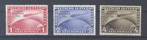 Dt. Reich Michel Nummer 496-98 Zeppelin Chicagofahrt 1933 ungebraucht
