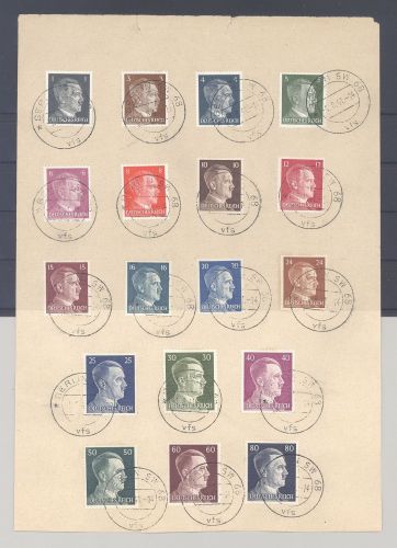 Dt. Reich FDC Michel Nummer 781-98, Freimarken 1941 auf Blatt