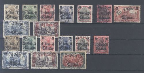 Deutsche Post China Mi. 28-37 und 38-47 weitgehend kpl. gestempelt