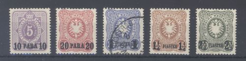 Deutsche Post Türkei Michel Nummer 1-5, Freimarken 1884 */gestempelt
