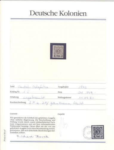 Dt. Kolonien Ostafrika Mi. Nummer 1-5, Freimarken 1893 *-gestempelt