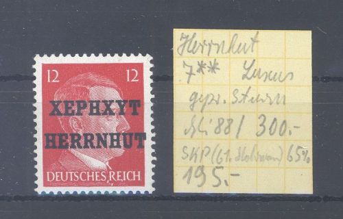 Dt. Lokalpost Herrnhut Michel Nummer 7, 12 Pfg. 1945 **, geprüft