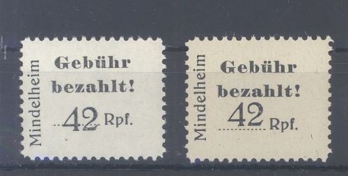 Dt. Lokalpost Mindelheim Michel Nummer 2 in zwei Typen **