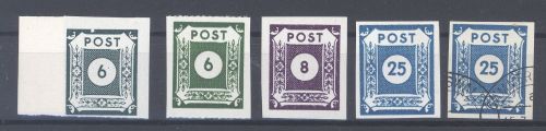 SBZ , 5 Werte volles Mittelstück aus Michel Nr. 42-50, Freimarken 1945