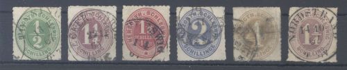 Schleswig Holstein Michel Nr. 13-18, Freimarken 1865-67 gestempelt