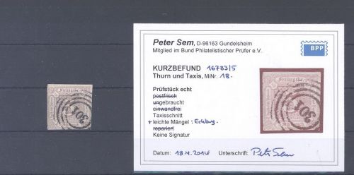 Thurn & Taxis Michel Nr. 18, 5 Sgr. 2. Ausgabe gestempelt, Befund BPP