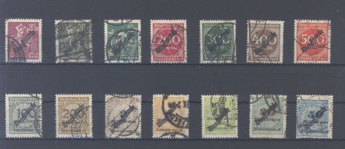 Dt. Reich Dienst Michel Nr. 75-88, Freimarken 1923 gestempelt, gp. Infla
