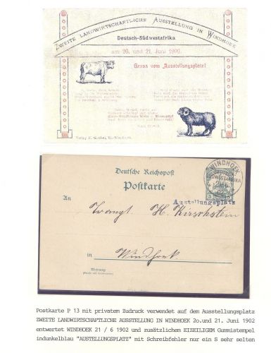 Dt. Kolonien DSWA, interessante GA Handstempel Austellungsplatz Windhoek