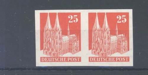 Bizone Michel Nummer 87, 25 Pfg Bauten 1948 ungezähntes Paar **