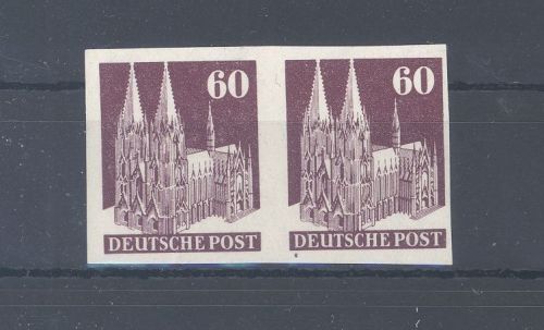Bizone Michel Nummer 93, 60 Pfg Bauten 1948 ungezähnt ** Paar