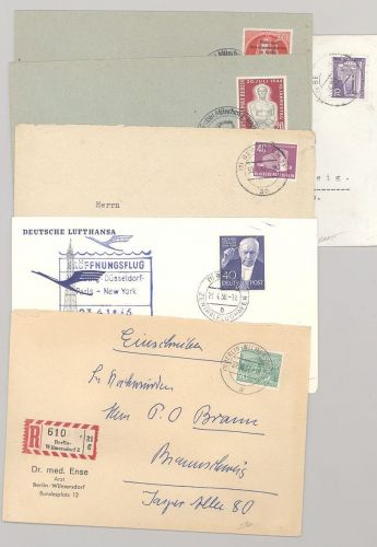 Berlin, 6 Briefe mit verschiedenen Frankaturen aus den 50er Jahren