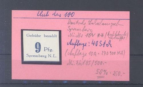 Dt. Lokalpost Spremberg Michel Nr. 10 A K, kopfstehender Aufdruck **