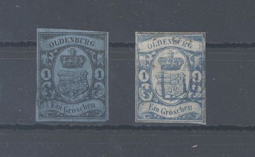 Oldenburg Michel Nummer 6 und 12a aus 1859-61 gestempelt