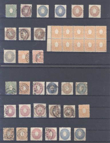 Sachsen, Posten aus Michel Nummer 14-19 auf 2 Steckkarten