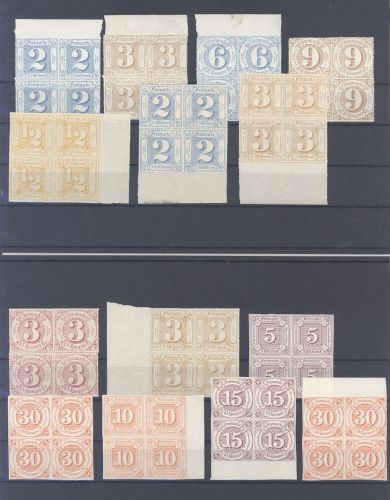 Thurn & Taxis, umfangreicher ** Posten Viererblöcke auf 4 Steckkarten