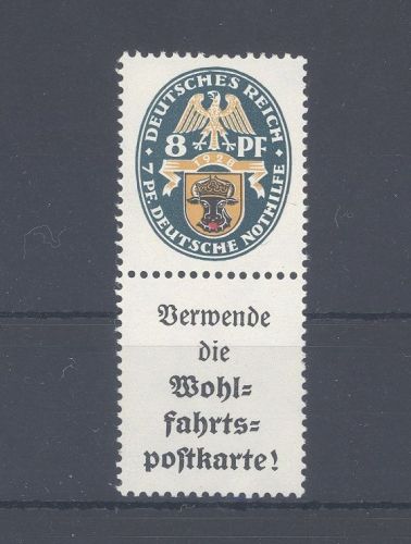 Dt. Reich Zusammendruck Michel Nummer S 58, 8 Pfg. Nothilfe 1928 **