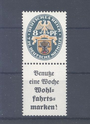 Dt. Reich Zusammendruck Michel Nummer S 62, 8 Pfg. Nothilfe 1928 **
