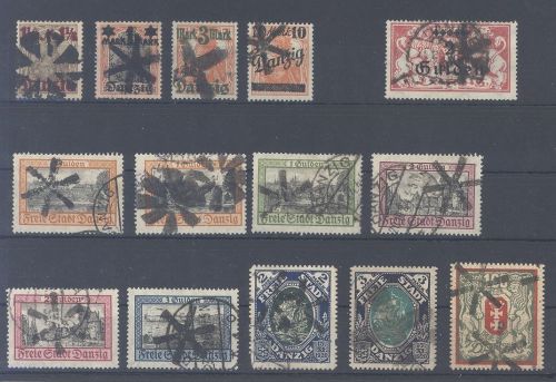 Danzig, gestempelter Posten Korkstempel aus alter Sammlung