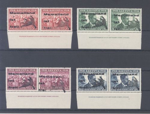 Memel Lokalausgabe Michel Nummer I-IV DV, Satz mit Druckvermerk **