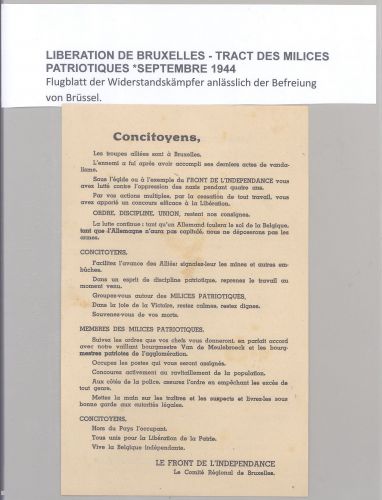 Dt. Bes. 2. WK, Flugblatt der Widerstandskämpfer 1944 aus Brüssel