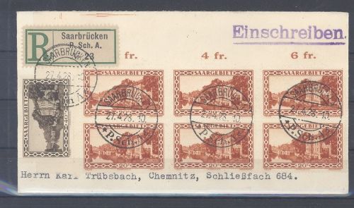 Saargebiet, R - Brief 1928 schöne Frankatur aus St. Wendel