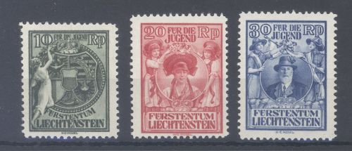 Liechtenstein Michel Nummer 116-18, Freimarken 1932 **