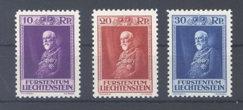 Liechtenstein Michel Nummer 122-24, Freimarken 1933 **