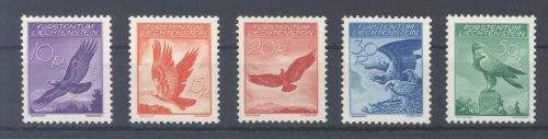 Liechtenstein Michel Nummer 143-47, Freimarken 1934 **