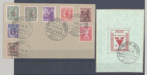 Dt. Lokalpos Storkow Michel Nummer 1-8 und Block 2 mit SST